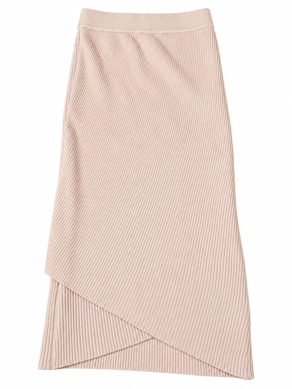Dee Elly Nude Ribbed Knit Midi Skirt Size XS